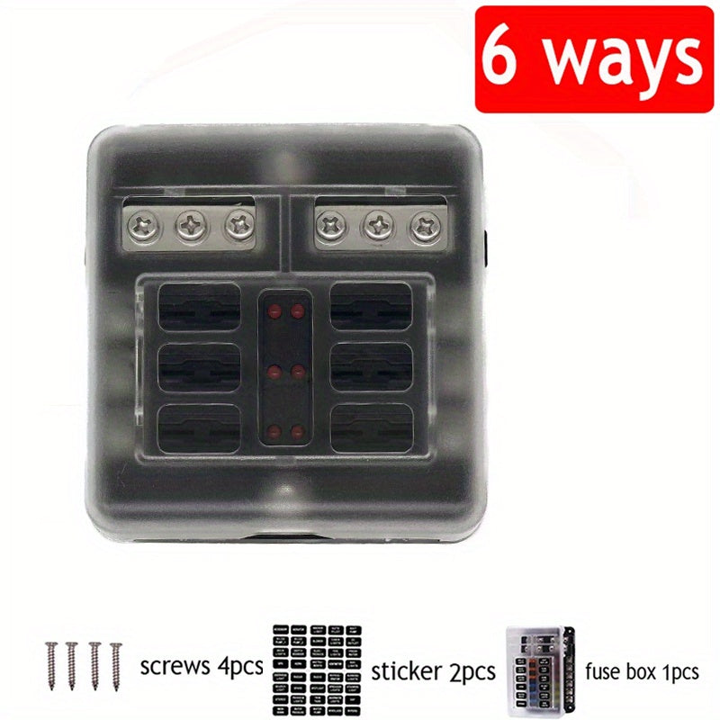 Universal Fuse Box Holder PE Durable 12V 32V 6/12 Way with LEDs