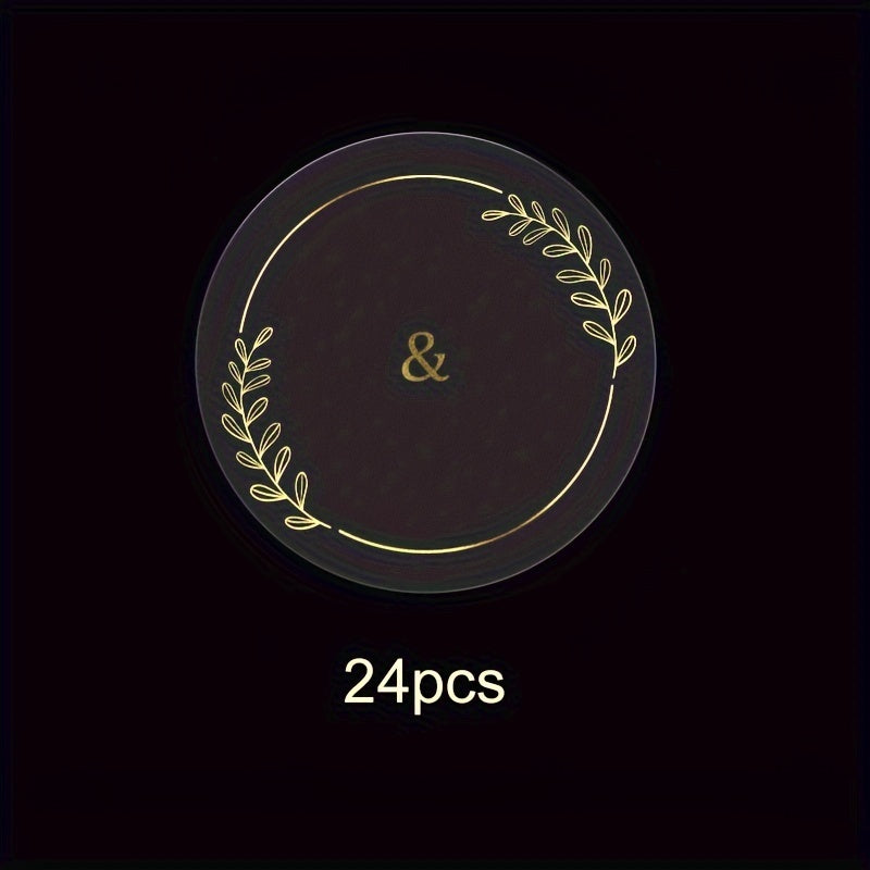 Golden Round Bottle Label, Customizable Design, PET Material, Elegant Packaging