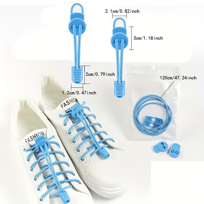 2 Pairs Elastic No Tie Shoelaces for Adults Sports Sneakers Rope Laces