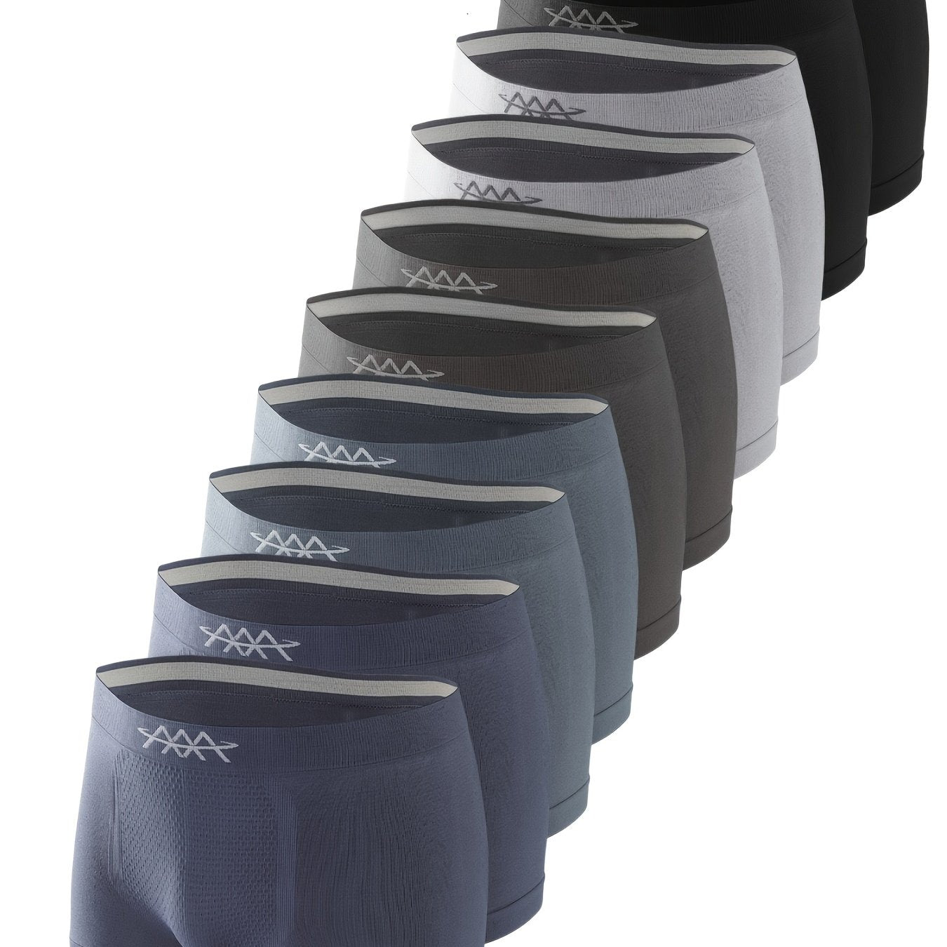 Men's Boxer Briefs Set of 10 Seamless Breathable Quick-Dry Polyester Spandex Black White Gray Navy Blue S-XXL