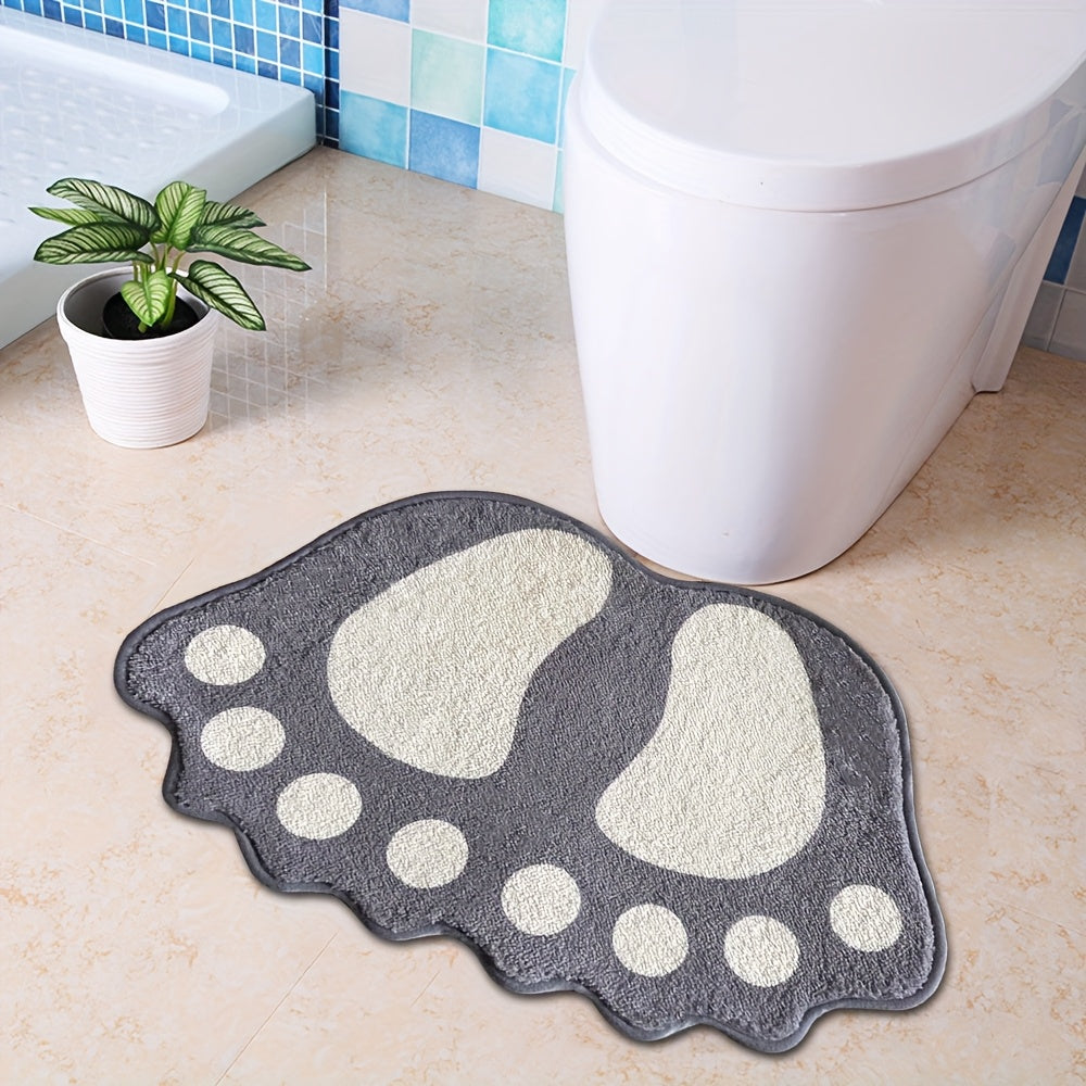 Microfiber Bath Mat Non-Slip Grip Footprint Pattern Bathroom Kitchen Decor