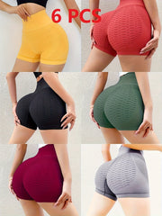 6-Piece High-Waisted Shaping Leggings and Shorts Set for Fitness Breathable Seamless Tummy Control