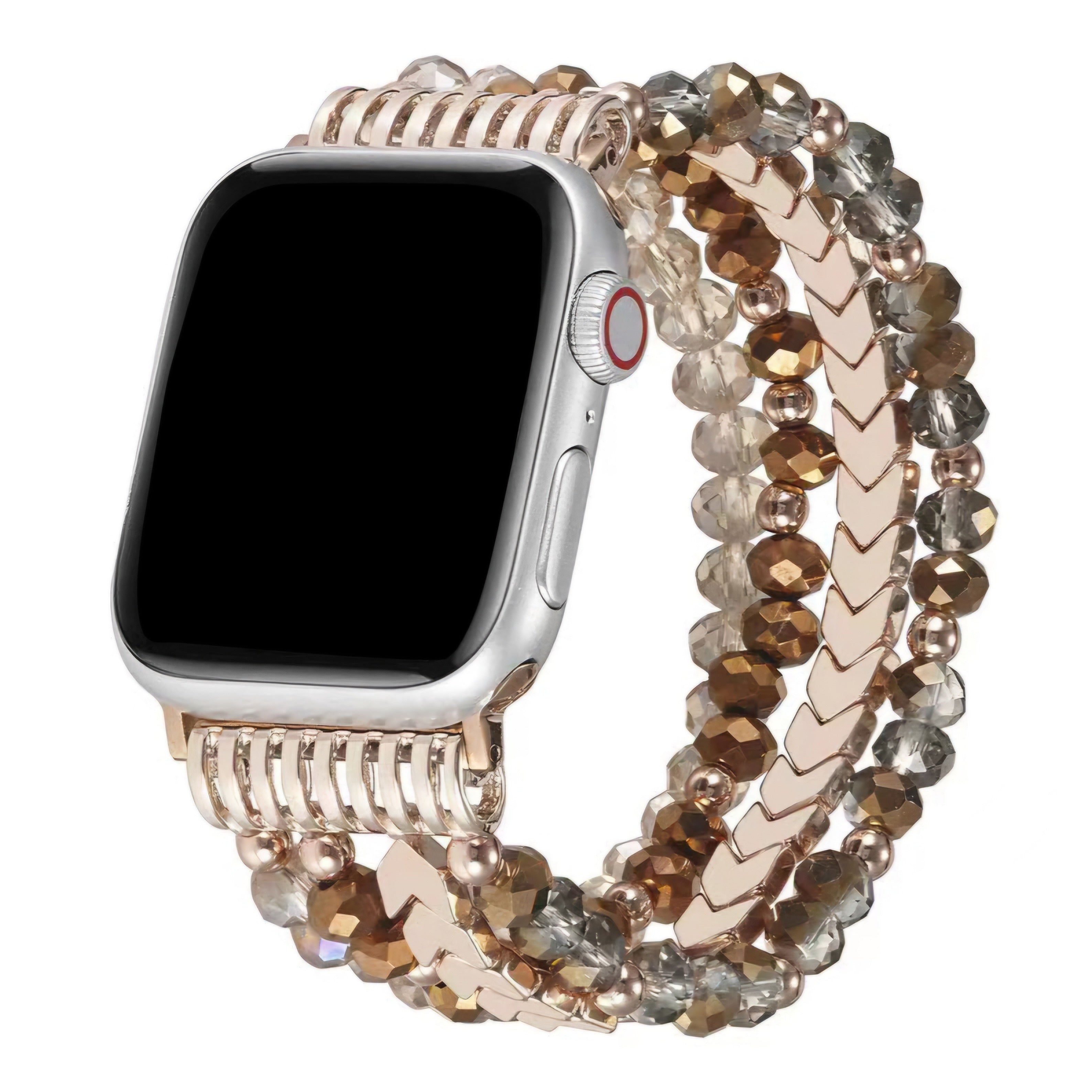 Beaded Resin Elastic Watch Band for Apple Watch 38mm-45mm Compatible with Series SE to 1