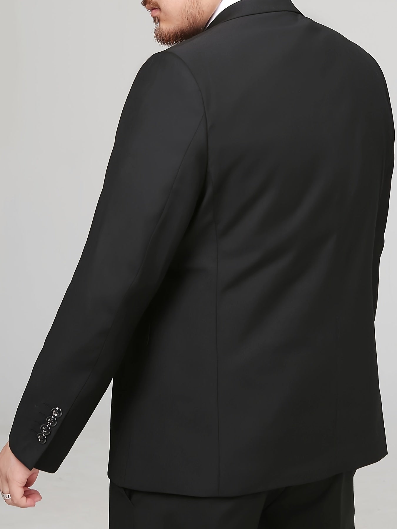 Men's Plus Size Classic Suit Jacket Single-Breasted Polyester Rayon Solid Color Long Sleeve Formal Business