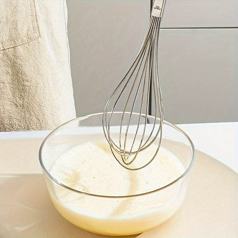 Stainless Steel Handheld Egg Beater with Wooden Handle for Baking