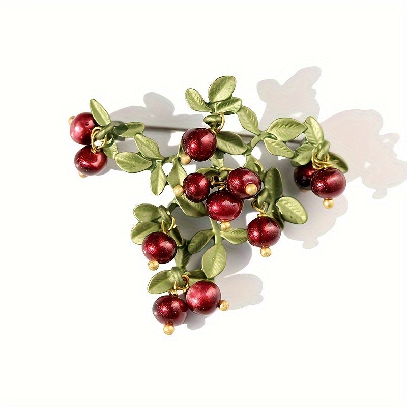 Vintage va nozik qizil kranberry brosh, rhinestone meva dizayni bilan, har qanday mavsum uchun mos. To'ylar va bayramlar uchun ideal sovg'a.