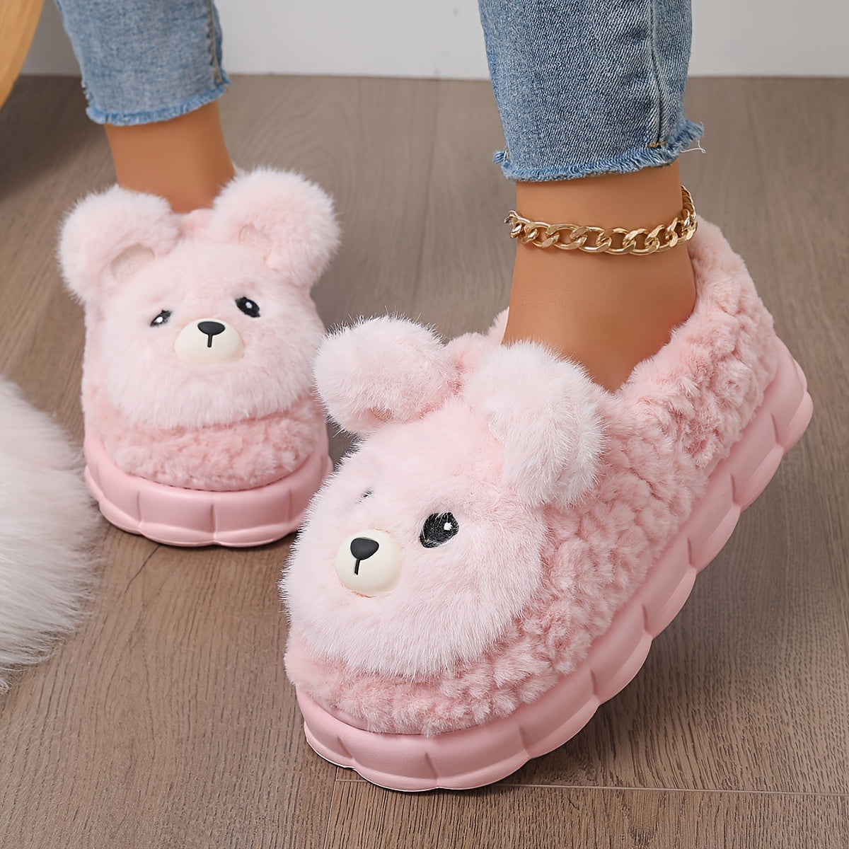 Women's Fleece-Lined Winter Shoes Non-Slip Indoor Cartoon Animal
