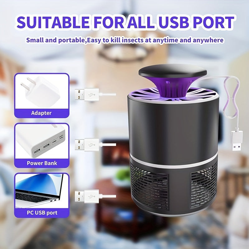 Черная USB-лампа-отпугиватель комаров с низким уровнем шума, автоматическая, безопасная для использования внутри помещений, для детей и пожилых