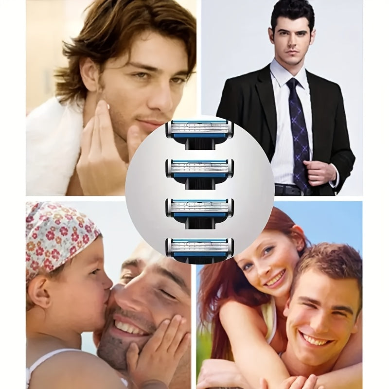 Men's Safety Razor Stainless Steel Handle Mach 3 Blades for Smooth Shave