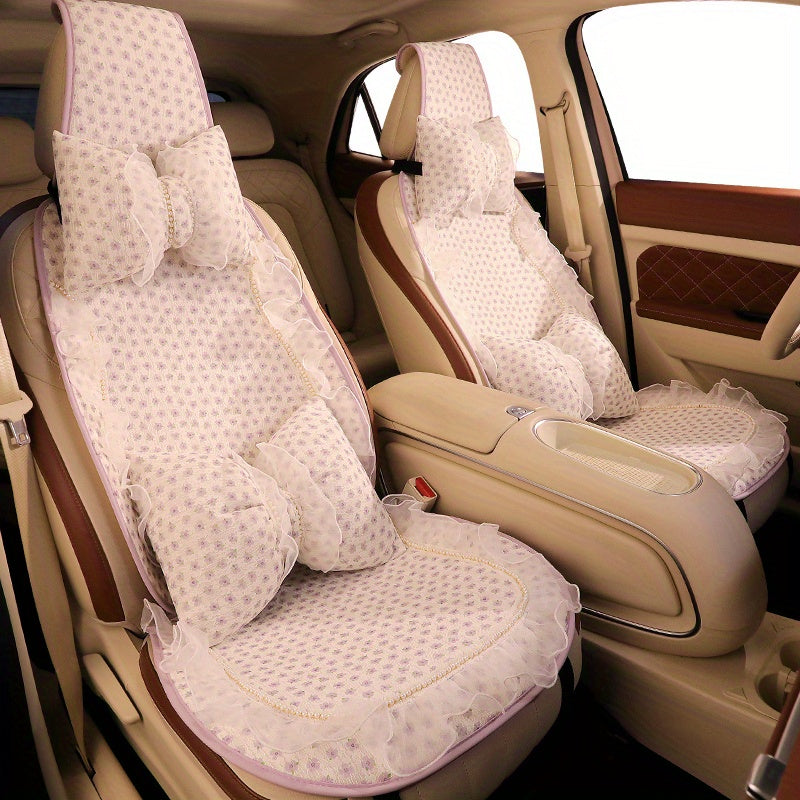 Women's Floral Car Seat Covers Breathable Polyester Universal Fit All-Season