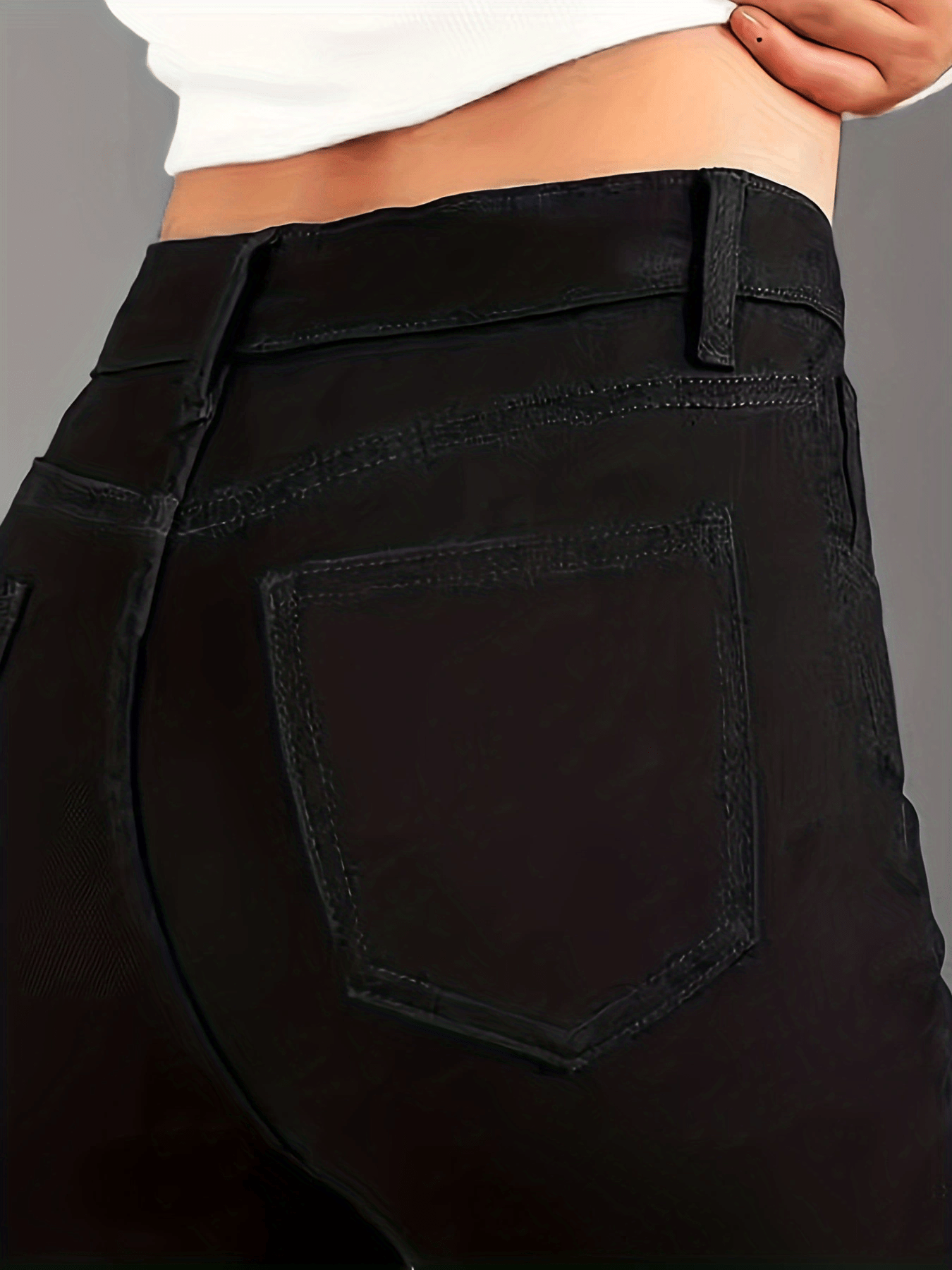 Women's Black High-Waisted Jeans Viscose Blend Medium Stretch Long