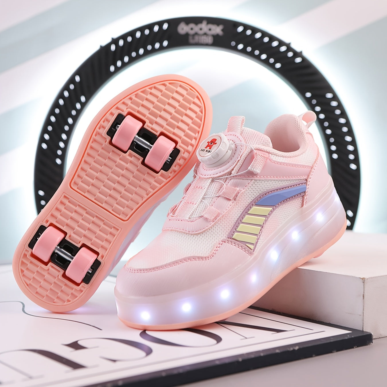 Kids' LED Flash Roller Skates for Boys and Girls, USB Rechargeable, Indoor Outdoor, All-Season