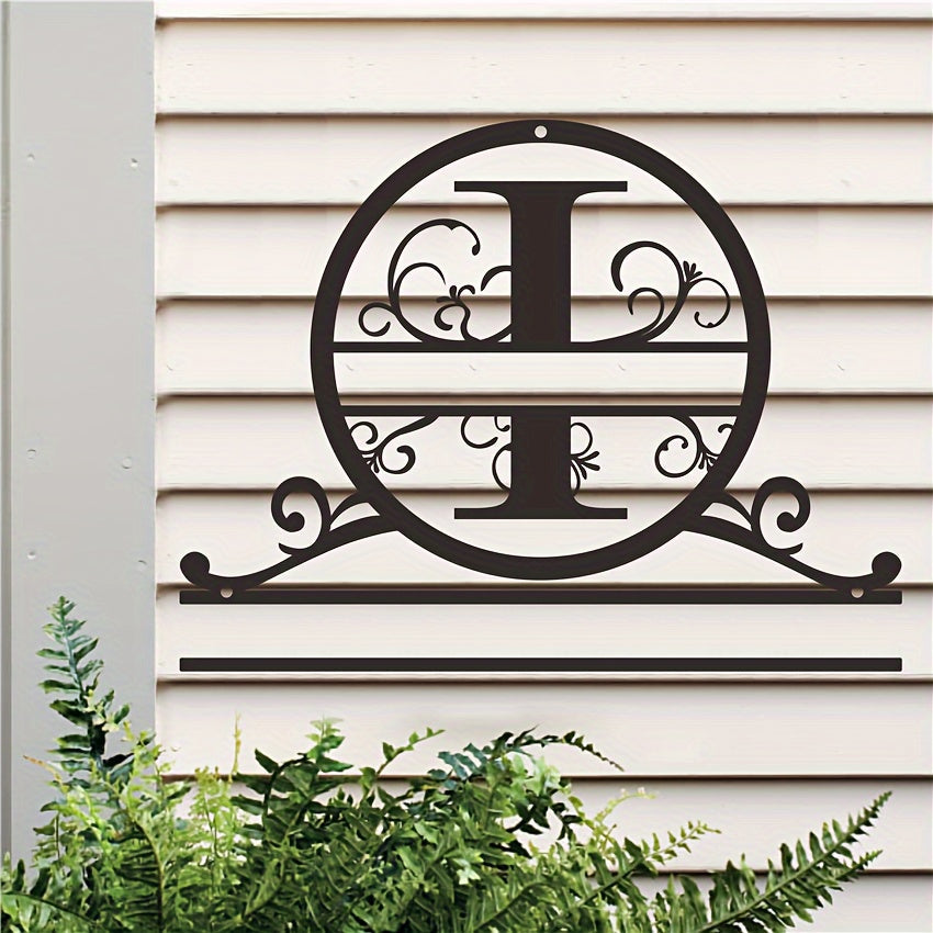 Maxsus metall oilaviy nom yozuvi bilan monogram va familiya, ob-havo sharoitiga chidamli, bardoshli va teksturali yakuniy uchun uy bezaklari