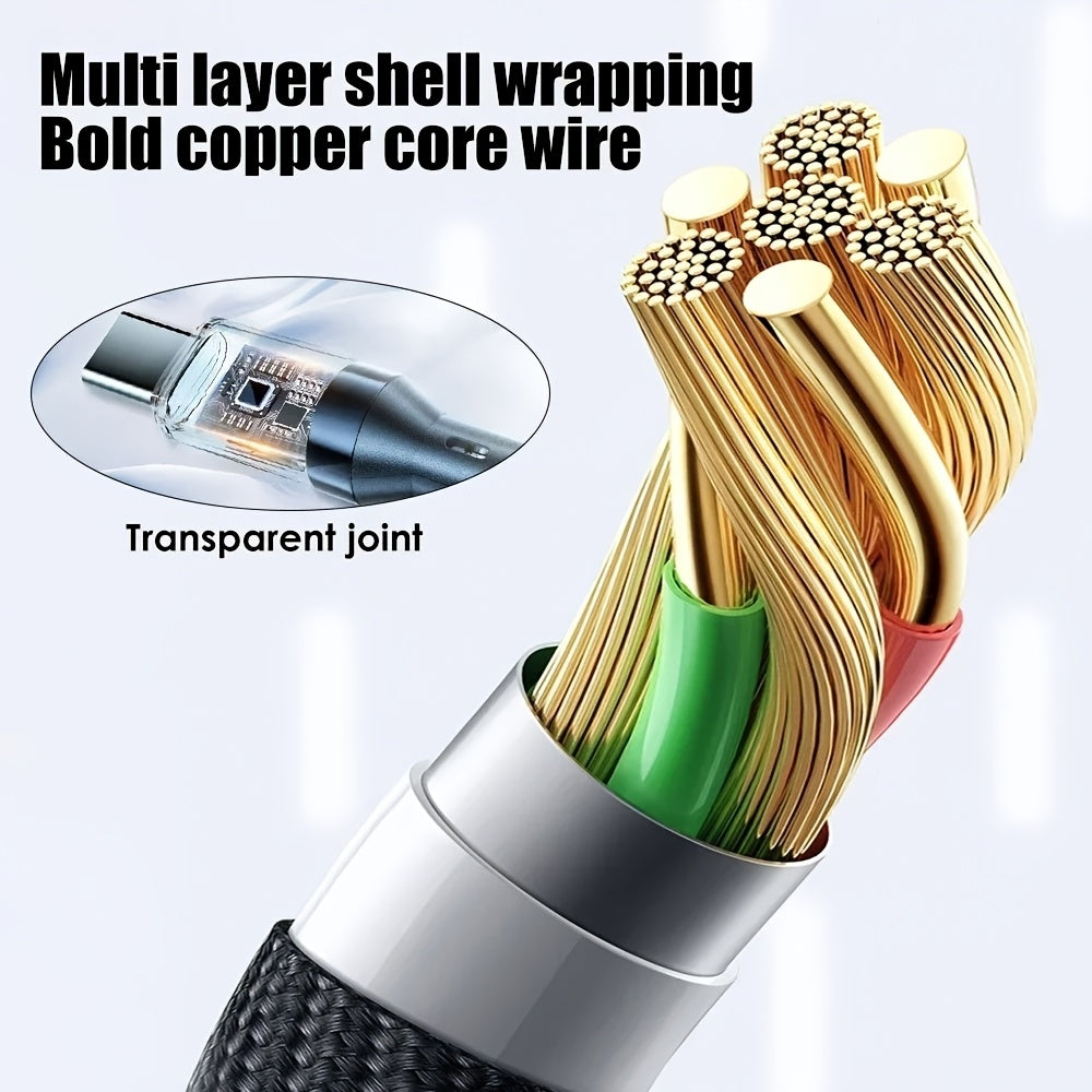 Tez zaryadlash uchun Type C kabel, raqamli ko'rsatkich bilan, mustahkam naylon, turli mobil telefonlar va planshetlar bilan mos keladi, dumaloq shaklda.