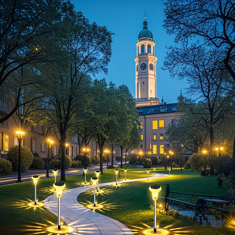 2pcs Solar Powered LED Garden Lights Outdoor Pathway Landscape Yard Waterproof