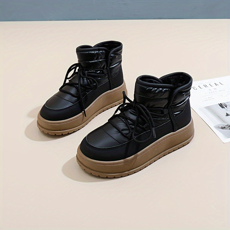 Women's Winter Fleece-Lined Chunky Sneakers Casual Warm Winter Boots