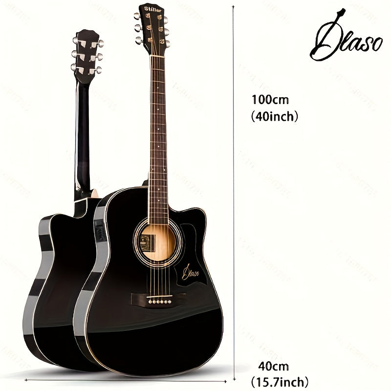Beginner Acoustic Guitar 101.6cm Spruce Top Rosewood Fingerboard Maple Neck Basswood Sides Includes Bag Straps Tuner