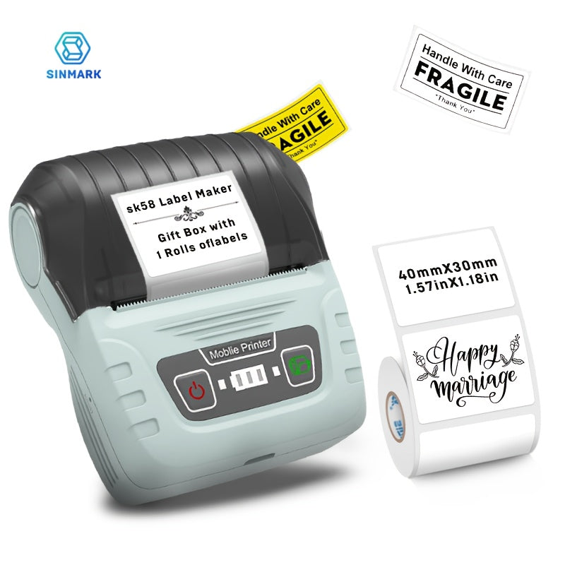 Portable Thermal Label Maker Printer with Rechargeable Battery and Wireless Connectivity