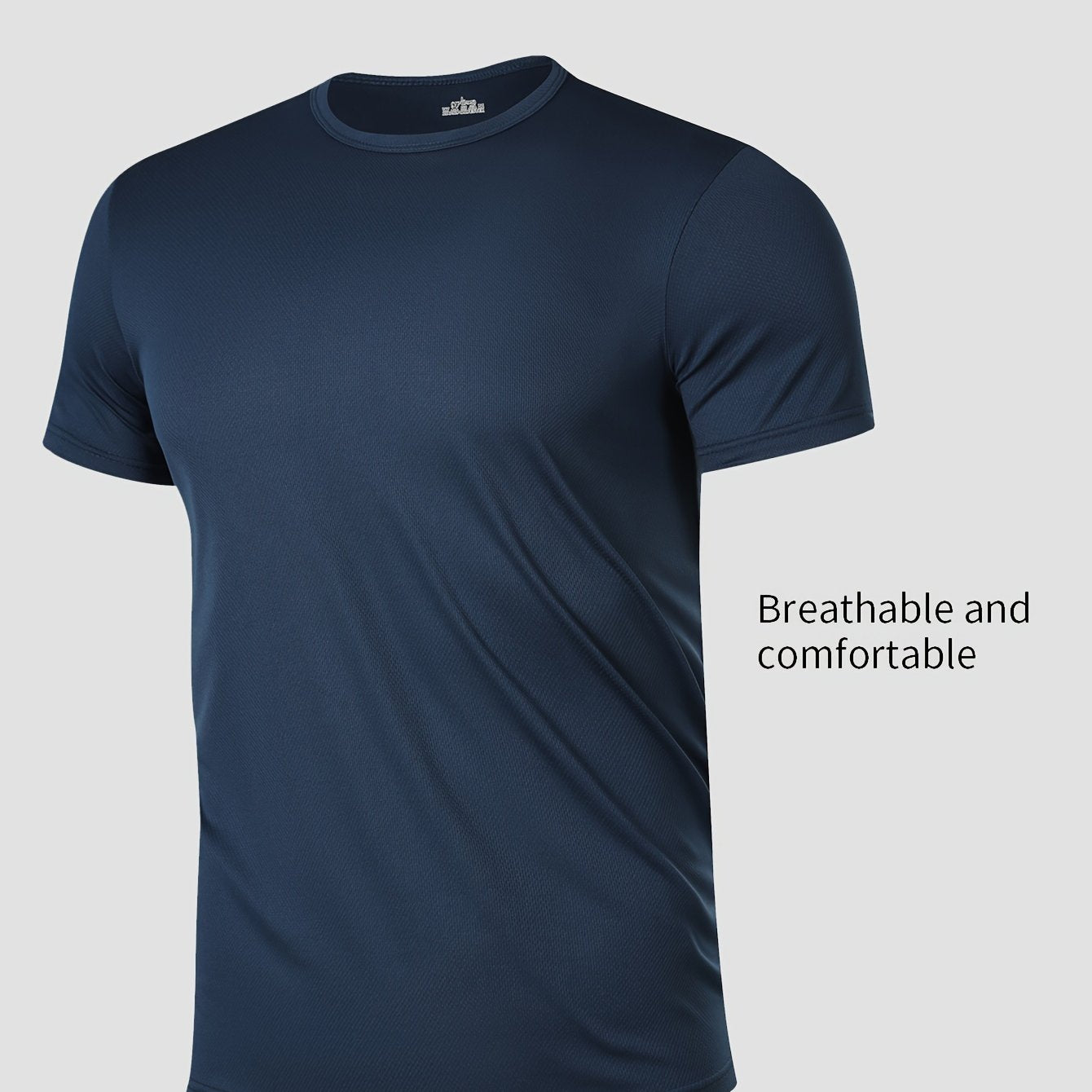 Men's Quick-Dry Athletic T-Shirt Breathable Moisture-Wicking Solid Color Crew Neck for Gym Running