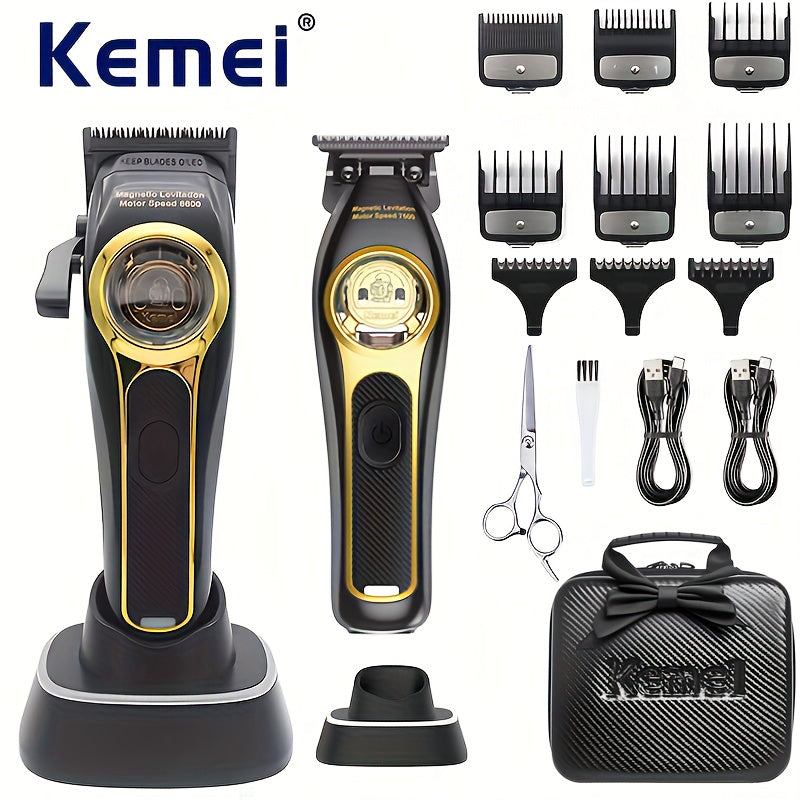 Electric Trimmer Kit with USB Charger Portable Men's Hair Clipper 2-in-1 Shaver Stubble Trimmer Rechargeable Lithium Battery