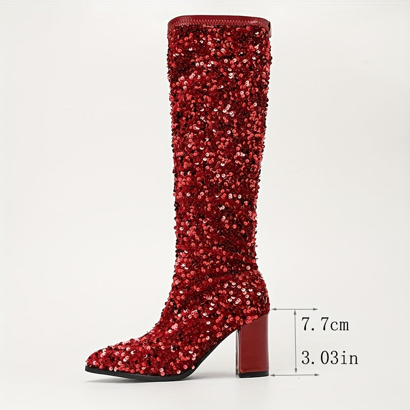 Women's Solid Color Block Heel Pointed Toe Slip-On Dress Shoes