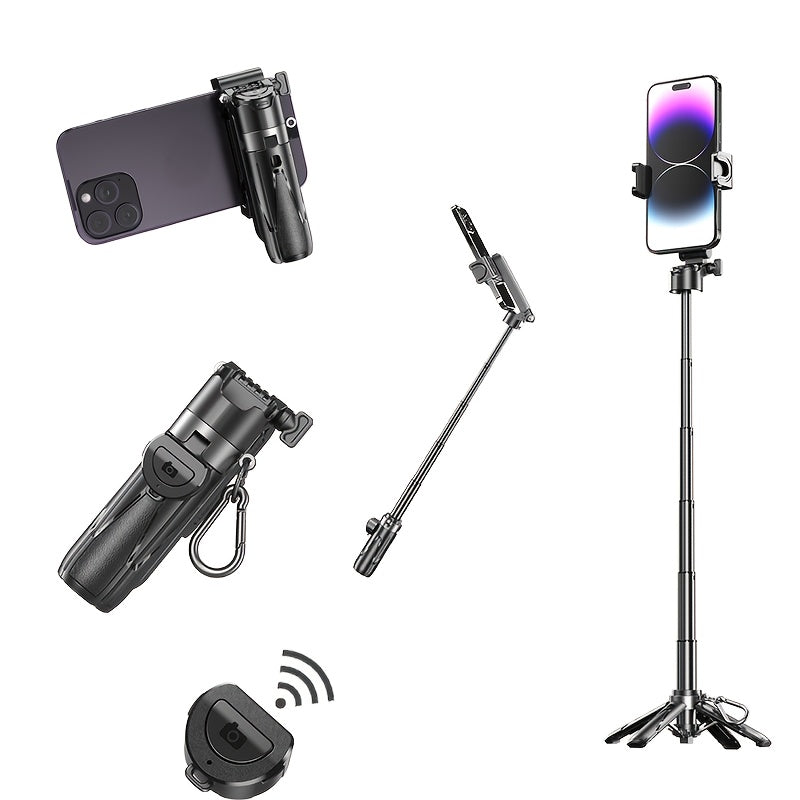 Wireless Selfie Stick with Handle Assistant Titanium Alloy Extendable Phone Holder for Vlogging and Photography