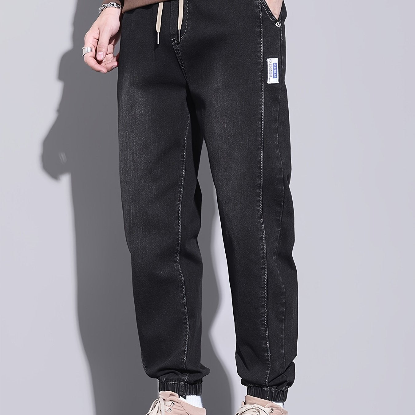 Men's Slim Fit Denim Jogger Pants with Stretch Cotton Blend Casual Style