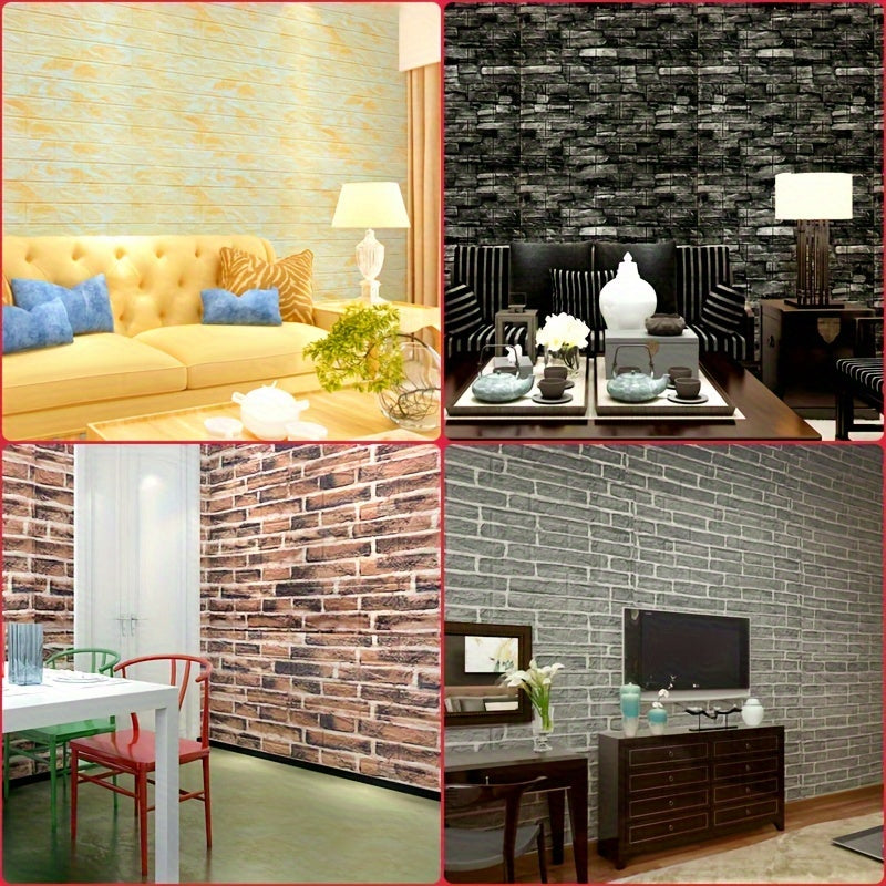 3D Wall Tile Stickers Waterproof Self-Adhesive Decorative Collision Prevention Ceiling Protection