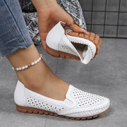 Women's Slip-On Loafers Breathable PU Casual Shoes All-Season White