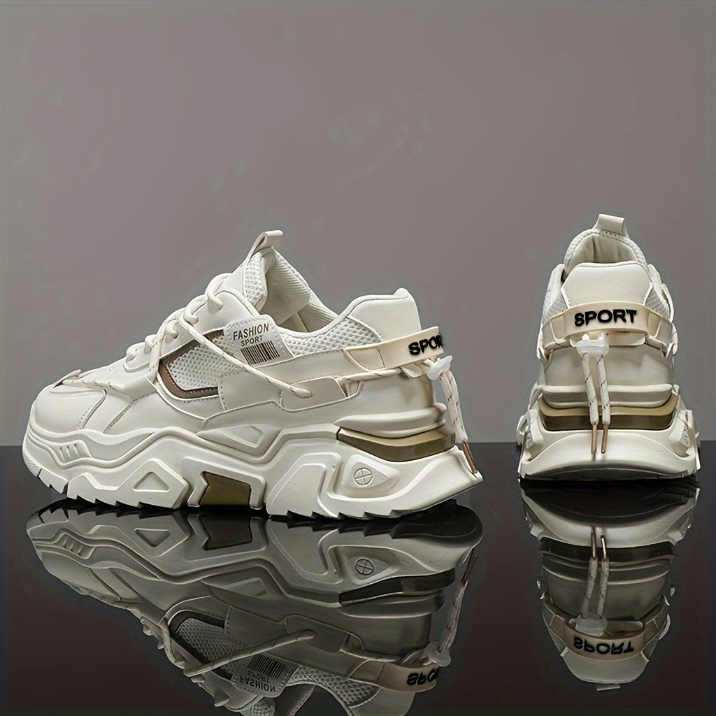 Erkaklar uchun zamonaviy shoelace platforma krossovkalari, nafas oladigan va kiyishga chidamli trening poyabzallari