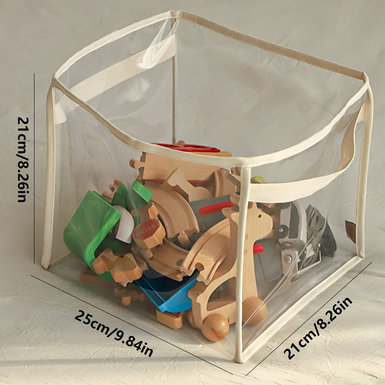 Plastic Storage Basket with Handles, Clear, Stackable for Home Organization