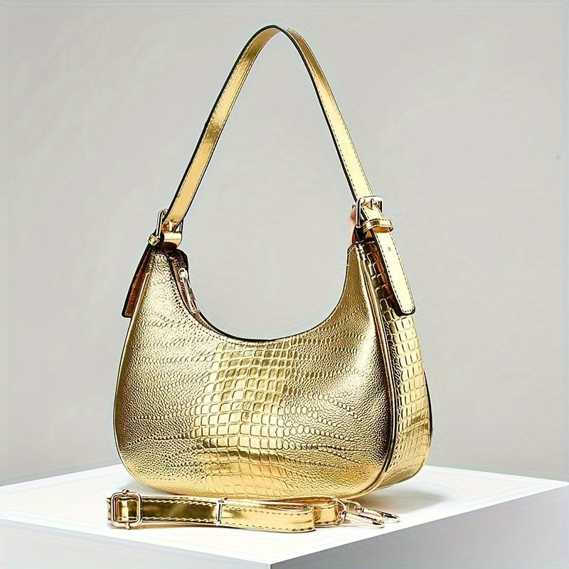 Women's Crossbody Bag with Crocodile Pattern Embossed PU Leather