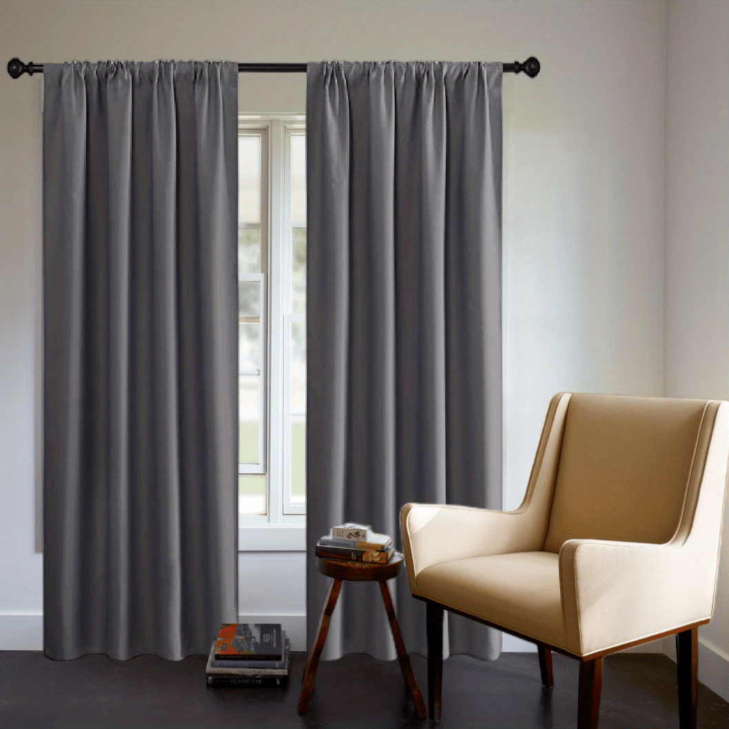 Blackout Curtain Panel Thick Rod Pocket Light Blocking Insulation Bedroom 200g