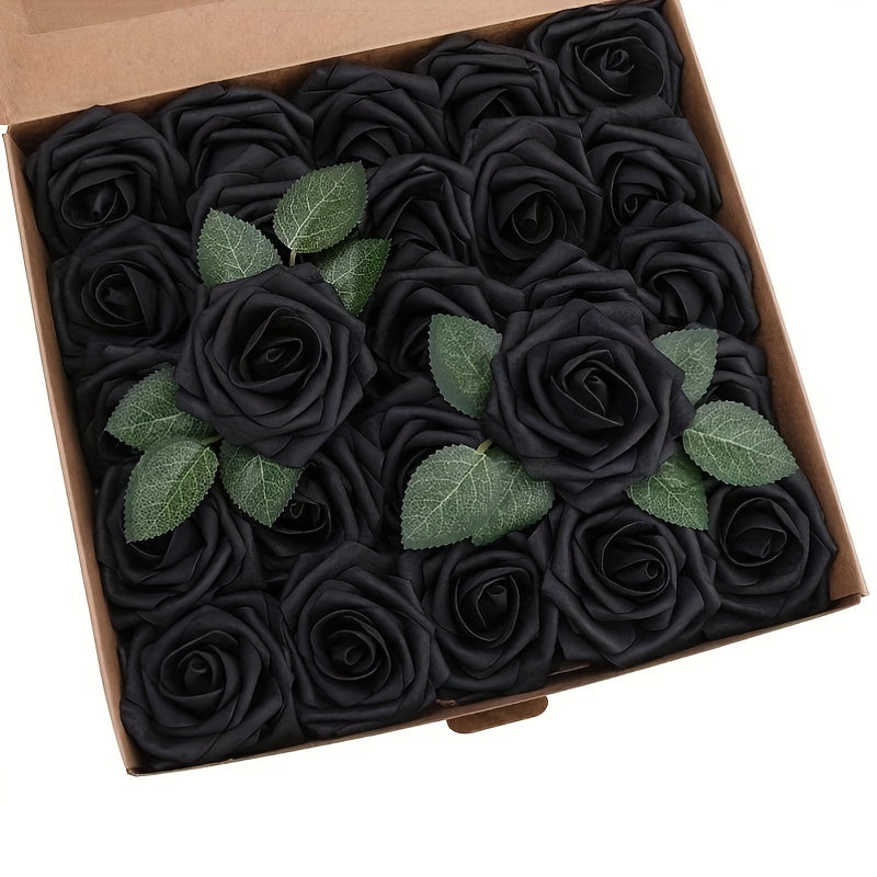 Artificial Roses with Stems 25 Pack for Wedding Bouquets and Home Decor