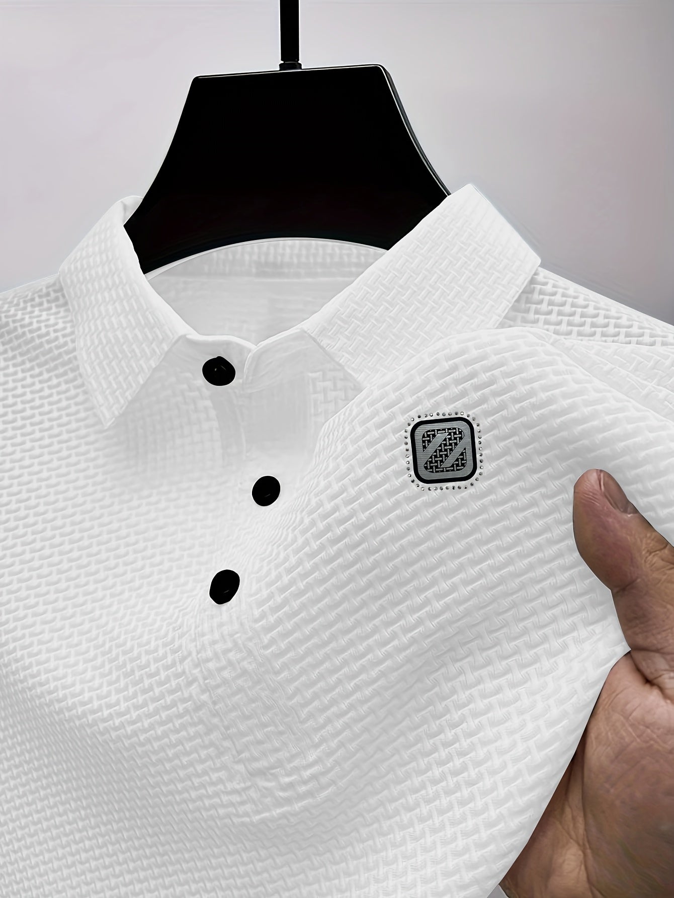 Men's Plus Size Beige Short Sleeve Golf Shirt Nylon Spandex Summer Casual