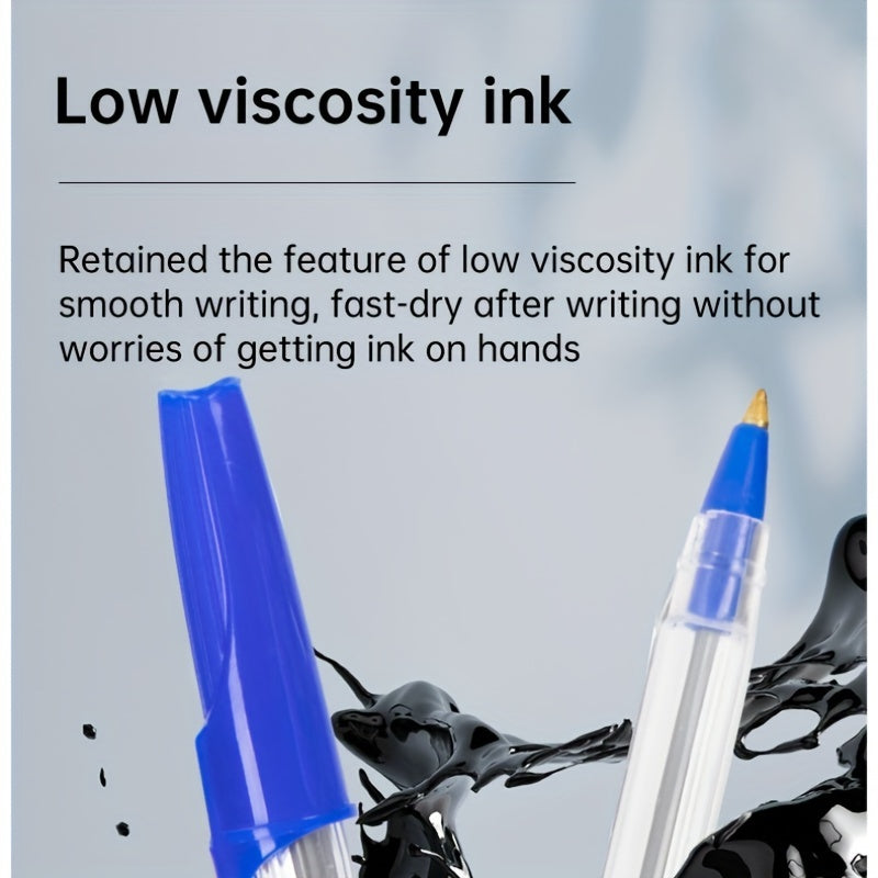 12 Pack Blue Ballpoint Pens with Bullet Tip and Low Viscosity Ink