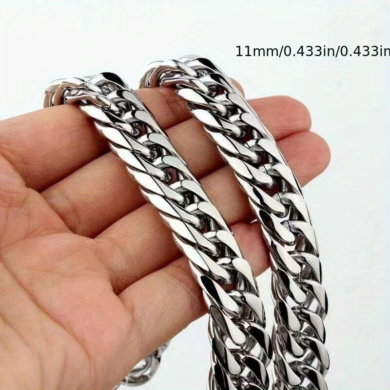 Men's Stainless Steel Cuban Chain Necklace Thick and Thin Rap Style Jewelry