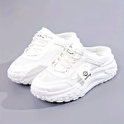 Women's Mesh Casual Sneakers Low-Top Lace-Up Walking Shoes Khaki