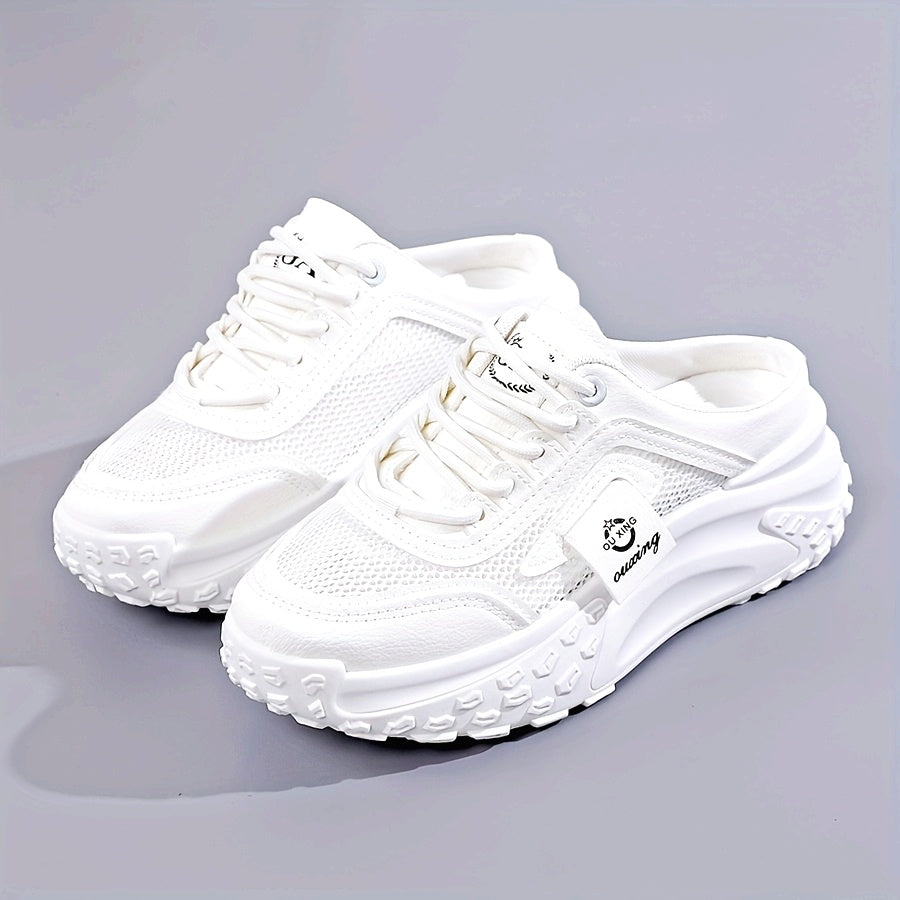 Women's Mesh Casual Sneakers Low-Top Lace-Up Walking Shoes Khaki