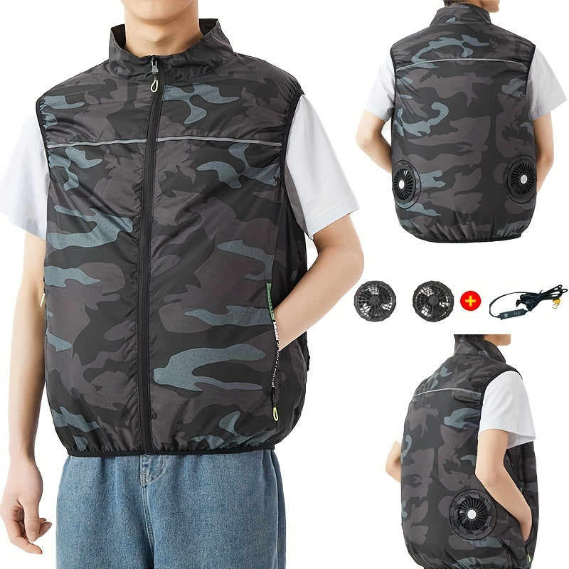 USB-Powered Cooling Vest with Silent Fans, Adjustable Speed, Unisex Sleeveless Air Conditioner Clothing