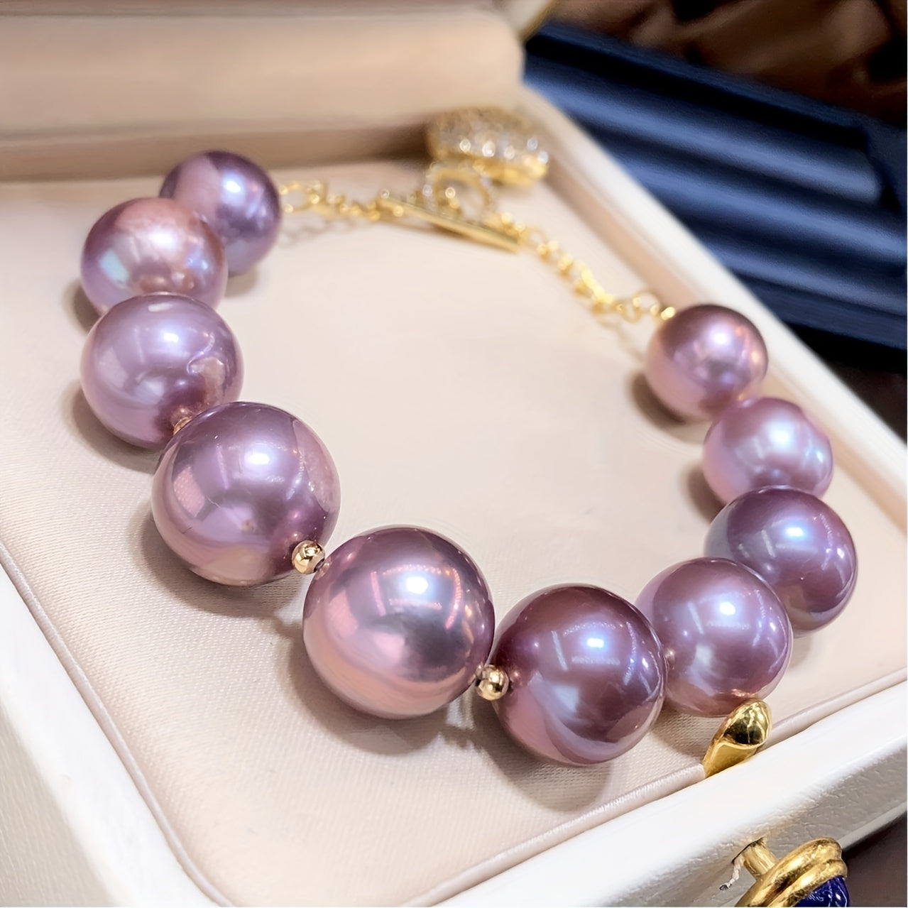 Pulsera de perlas de agua dulce moradas para mujer regalo de boda cumpleaños joyería elegante