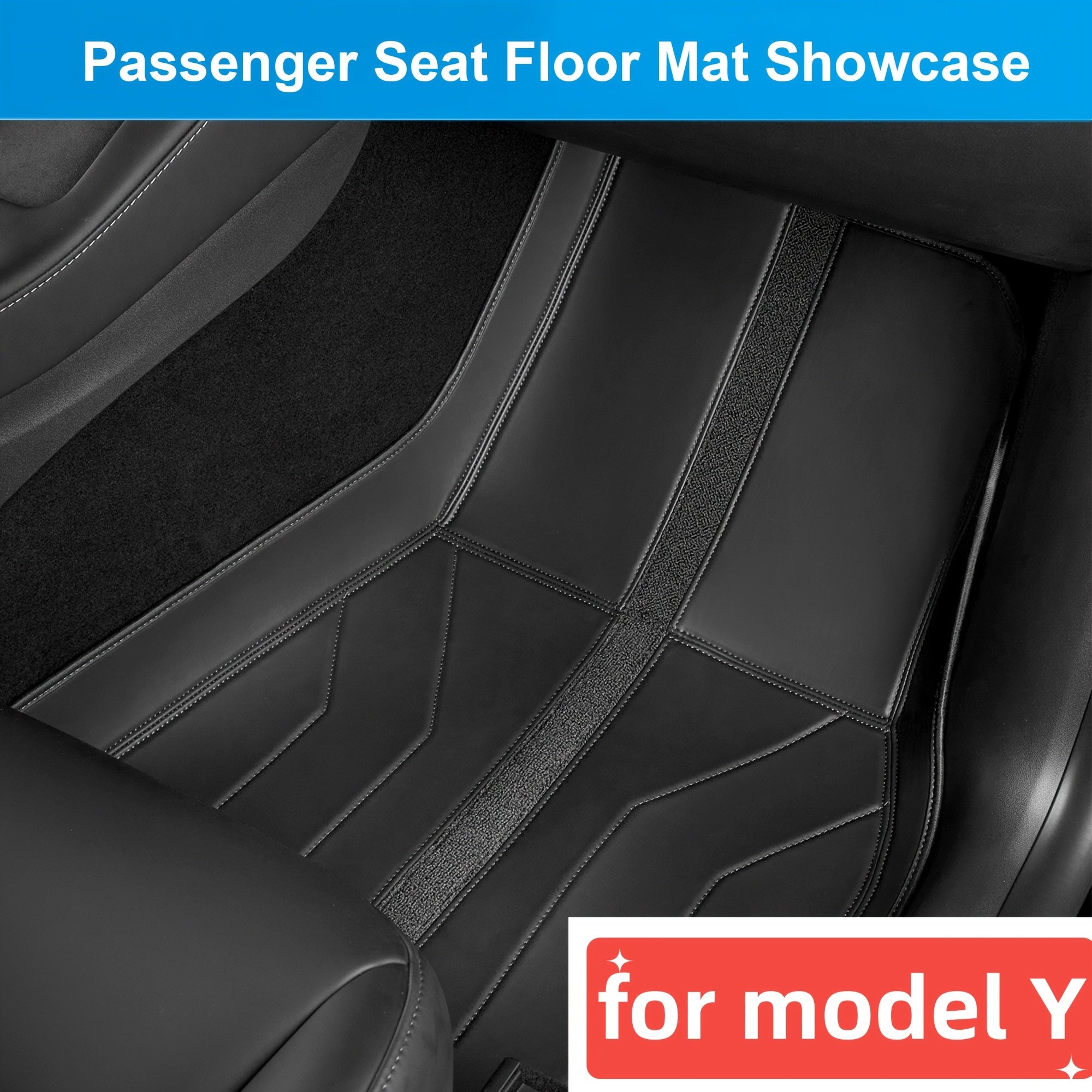 All-Weather Floor Mats Set for Tesla Model Y 2020-2024 Waterproof PU Leather