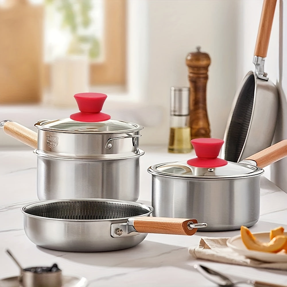 Silikon qopqoq bilan qozon tutqichi - Isiga chidamli zanglamas po'latdan yasalgan qopqoq tugmasi, elektrsiz oshxona aksessuari