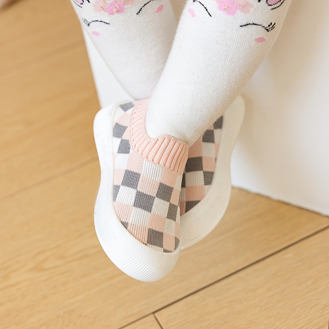 Baby Boys Girls Plaid Slip-On Woven Shoes Indoor Outdoor Comfort