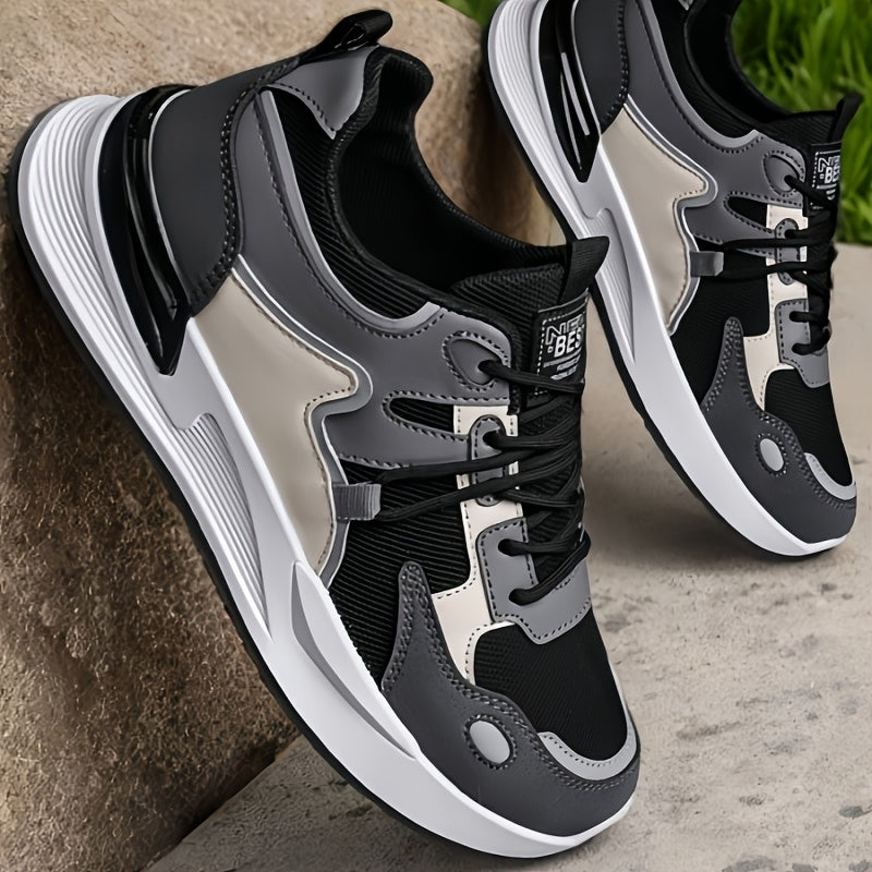 Men's Breathable Mesh Running Sneakers with PU Sole and Fabric Insole