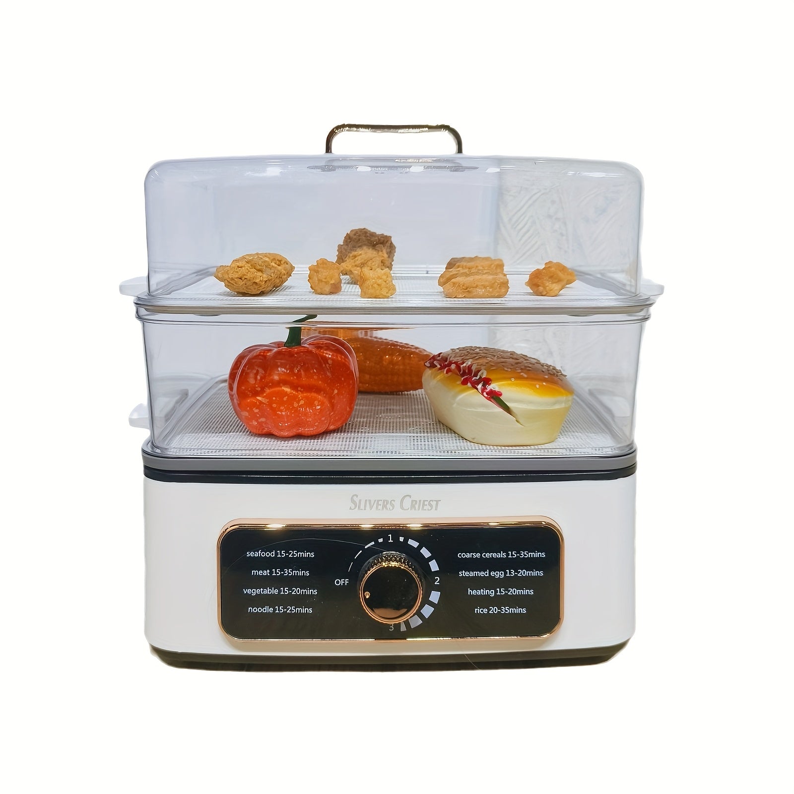 8 режим ва қўлланма ёқилган қуритилган пўшиш муҳофазасига эга 1500W ақлли электр пароварка, 3-5 кишига мўлжалланган. Оқ рангда, қизилча деталлар билан, эрталабки овқат, тайёрлаш ва иссиқ қовуриш учун мўлжалланган. Мўлжалланган ва замонавий ошхона