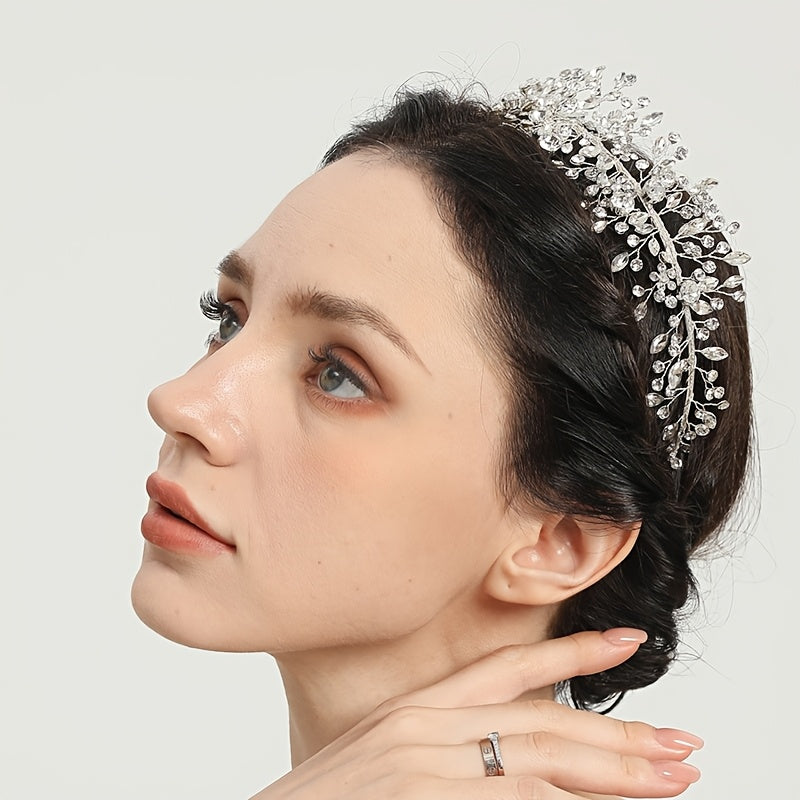 Handcrafted Rhinestone Bridal Headbands with Tiara Accents and Veil Accessories