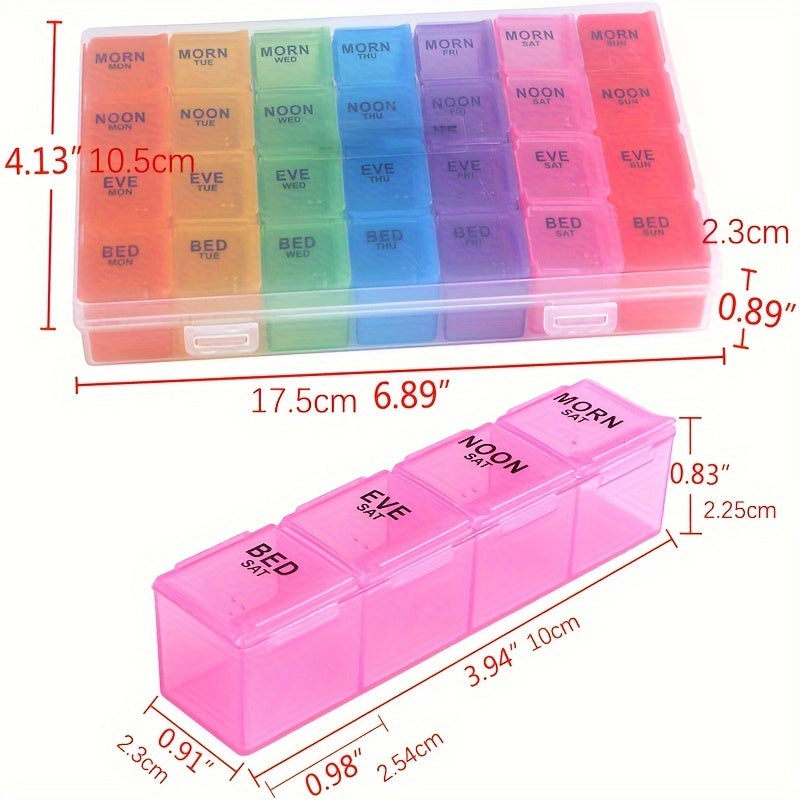 Weekly Pill Organizer Case 7 Day Large Travel Medicine Box with 28 Compartments