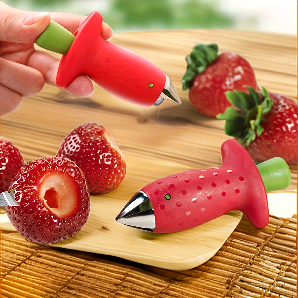 Stainless Steel Strawberry Corer Kitchen Tool for Effortless Stem Removal