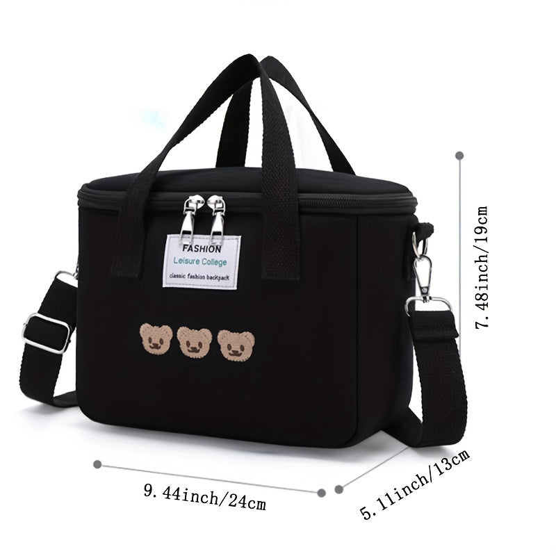 Mummy Canvas Lunch Bag with Rice Lunch Box Large Capacity Thermal Insulated for Students